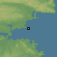 Shaded relief of the 52 km around Pomorie, drawn from the GMTED2010 grid