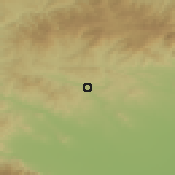 Shaded relief of the 52 km around Popintsi, drawn from the GMTED2010 grid