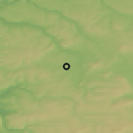 Shaded relief of the 52 km around Popovo, drawn from the GMTED2010 grid