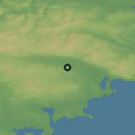 Shaded relief of the 52 km around Poroy, drawn from the GMTED2010 grid