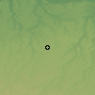 Shaded relief of the 52 km around Poroyno, drawn from the GMTED2010 grid
