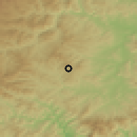 Shaded relief of the 53 km around Pripek, drawn from the GMTED2010 grid