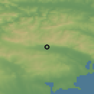 Shaded relief of the 52 km around Prosenik, drawn from the GMTED2010 grid