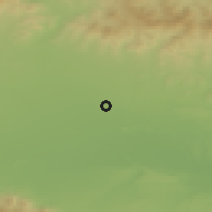 Shaded relief of the 53 km around Rakovski, drawn from the GMTED2010 grid