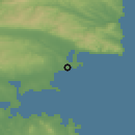 Shaded relief of the 52 km around Ravda, drawn from the GMTED2010 grid