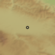 Shaded relief of the 52 km around Ravno Pole, drawn from the GMTED2010 grid