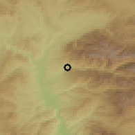 Shaded relief of the 53 km around Rila, drawn from the GMTED2010 grid