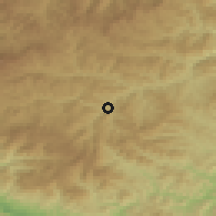 Shaded relief of the 53 km around Rudozem, drawn from the GMTED2010 grid
