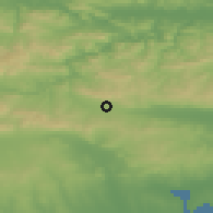 Shaded relief of the 52 km around Ruen, drawn from the GMTED2010 grid