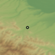 Shaded relief of the 52 km around Ruzhintsi, drawn from the GMTED2010 grid