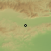 Shaded relief of the 52 km around Ryzhena, drawn from the GMTED2010 grid