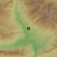 Shaded relief of the 53 km around Sandanski, drawn from the GMTED2010 grid