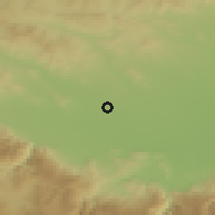 Shaded relief of the 53 km around Saraya, drawn from the GMTED2010 grid