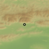 Shaded relief of the 52 km around Sborishte, drawn from the GMTED2010 grid