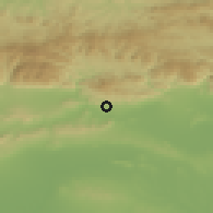 Shaded relief of the 52 km around Seliminovo, drawn from the GMTED2010 grid