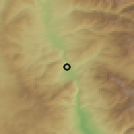 Shaded relief of the 53 km around Simitli, drawn from the GMTED2010 grid