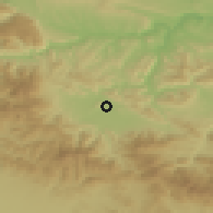 Shaded relief of the 52 km around Skravena, drawn from the GMTED2010 grid