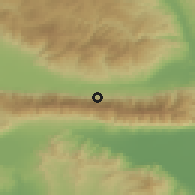 Shaded relief of the 53 km around Skryt, drawn from the GMTED2010 grid