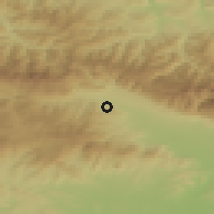 Shaded relief of the 52 km around Slatina, drawn from the GMTED2010 grid