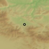 Shaded relief of the 52 km around Botevgrad, drawn from the GMTED2010 grid