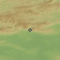Shaded relief of the 52 km around Sotirya, drawn from the GMTED2010 grid