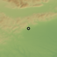 Shaded relief of the 52 km around Stara Zagora, drawn from the GMTED2010 grid