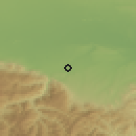 Shaded relief of the 53 km around Boyantsi, drawn from the GMTED2010 grid