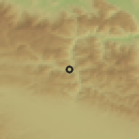 Shaded relief of the 52 km around Svoge, drawn from the GMTED2010 grid