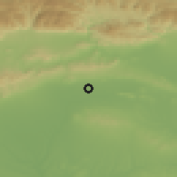 Shaded relief of the 52 km around Sydievo, drawn from the GMTED2010 grid