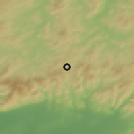Shaded relief of the 53 km around Tikhomir, drawn from the GMTED2010 grid