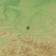 Shaded relief of the 52 km around Toros, drawn from the GMTED2010 grid