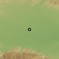 Shaded relief of the 53 km around Trud, drawn from the GMTED2010 grid