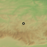 Shaded relief of the 52 km around Tryavna, drawn from the GMTED2010 grid