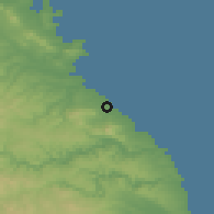 Shaded relief of the 53 km around Tsarevo, drawn from the GMTED2010 grid