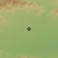 Shaded relief of the 52 km around Tsarimir, drawn from the GMTED2010 grid