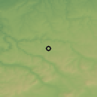 Shaded relief of the 52 km around Tsar Kaloyan, drawn from the GMTED2010 grid