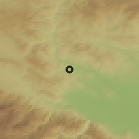 Shaded relief of the 52 km around Tserovo, drawn from the GMTED2010 grid