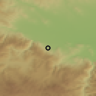 Shaded relief of the 53 km around Tsryncha, drawn from the GMTED2010 grid