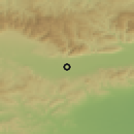 Shaded relief of the 52 km around Tulovo, drawn from the GMTED2010 grid