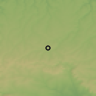 Shaded relief of the 52 km around Tykach, drawn from the GMTED2010 grid