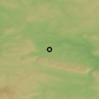 Shaded relief of the 52 km around Tyrgovishte, drawn from the GMTED2010 grid