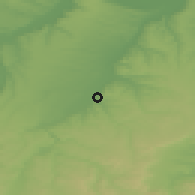 Shaded relief of the 52 km around Tyrnene, drawn from the GMTED2010 grid