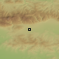 Shaded relief of the 52 km around Tyrnicheni, drawn from the GMTED2010 grid