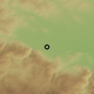 Shaded relief of the 53 km around Bratanitsa, drawn from the GMTED2010 grid