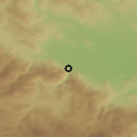 Shaded relief of the 53 km around Varvara, drawn from the GMTED2010 grid
