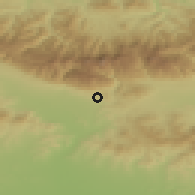 Shaded relief of the 52 km around Vasil Levski, drawn from the GMTED2010 grid