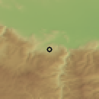 Shaded relief of the 53 km around Bratsigovo, drawn from the GMTED2010 grid