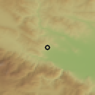 Shaded relief of the 53 km around Vetren, drawn from the GMTED2010 grid