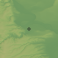 Shaded relief of the 52 km around Bregovo, drawn from the GMTED2010 grid