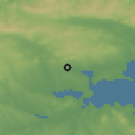 Shaded relief of the 52 km around Vetren, drawn from the GMTED2010 grid